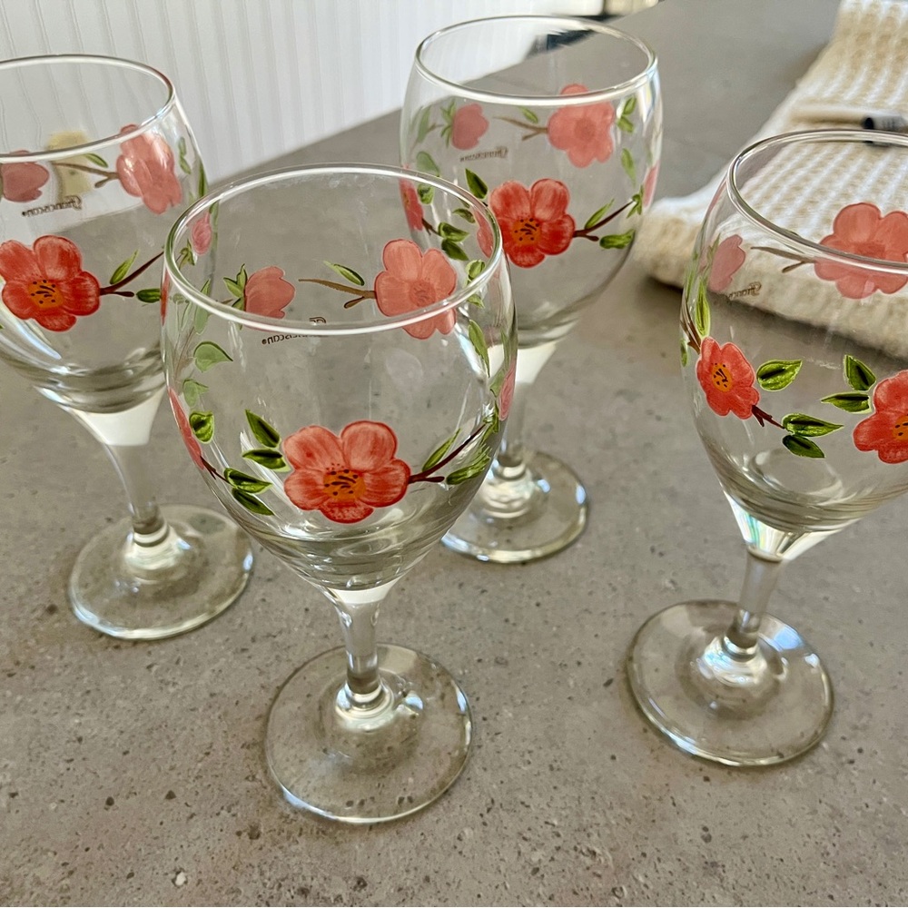 Set of 4 Franciscan Desert Rose 10 Oz Stemmed Wine Glasses